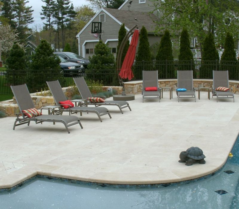 caramel travertine slab pavers pool coping square edge