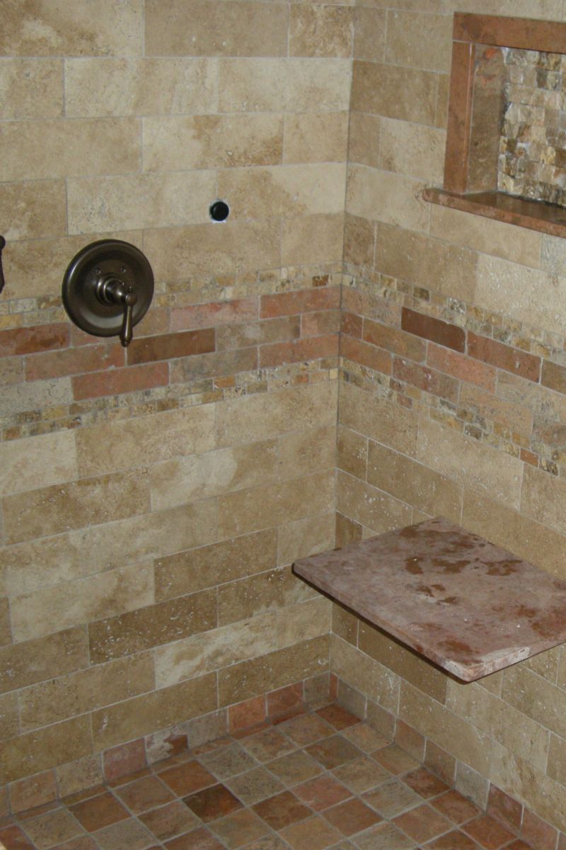 Caramel - Mesa Red Travertine Tile Shower