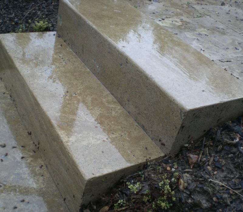 walnut travertine block steps