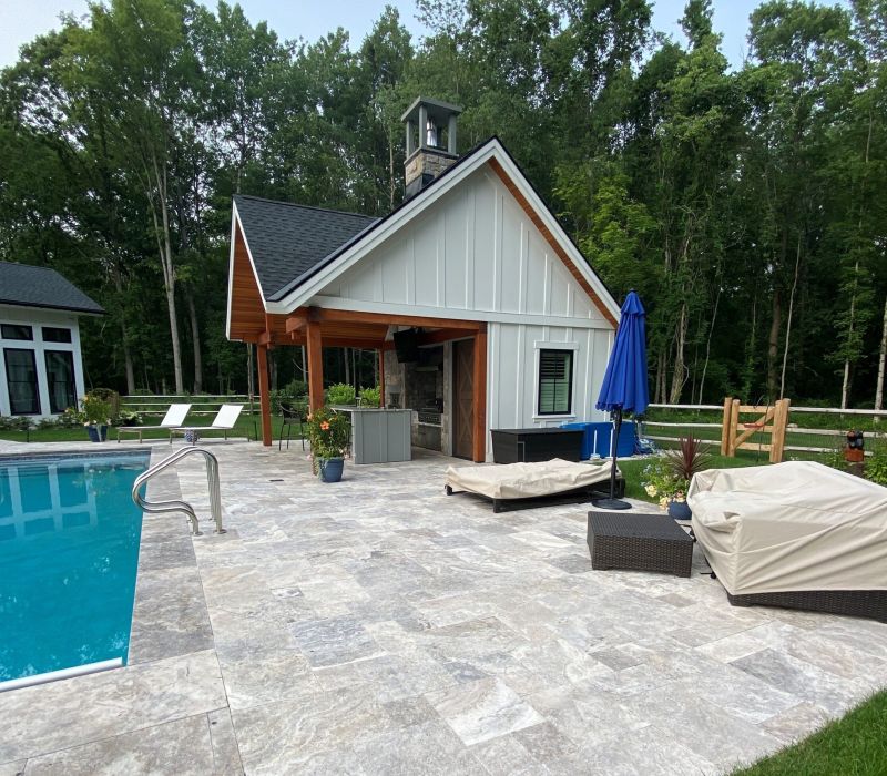 Silver Travertine Pool Pavers and Coping