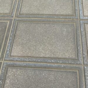 Grey Terrazzo (polished border, sandblasted center) closeup.