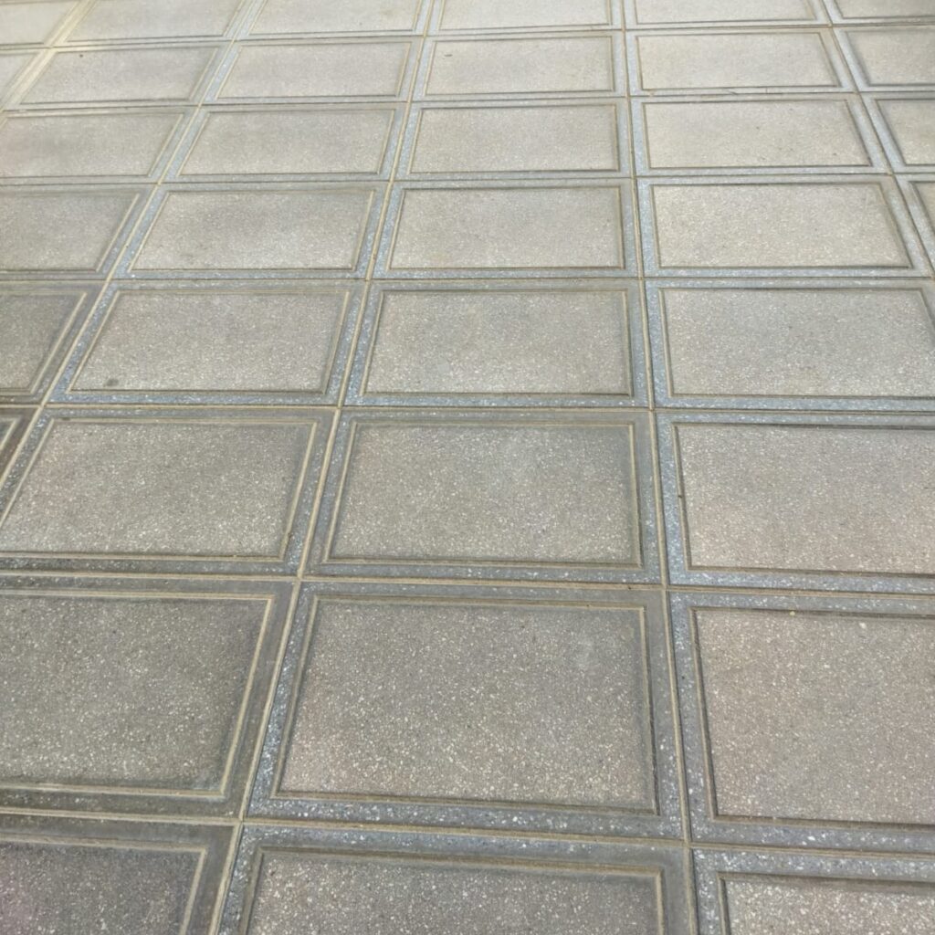 Grey Terrazzo pavers polished border, sandblasted center