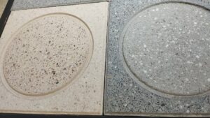 Terrazzo circles grey and beige pavers