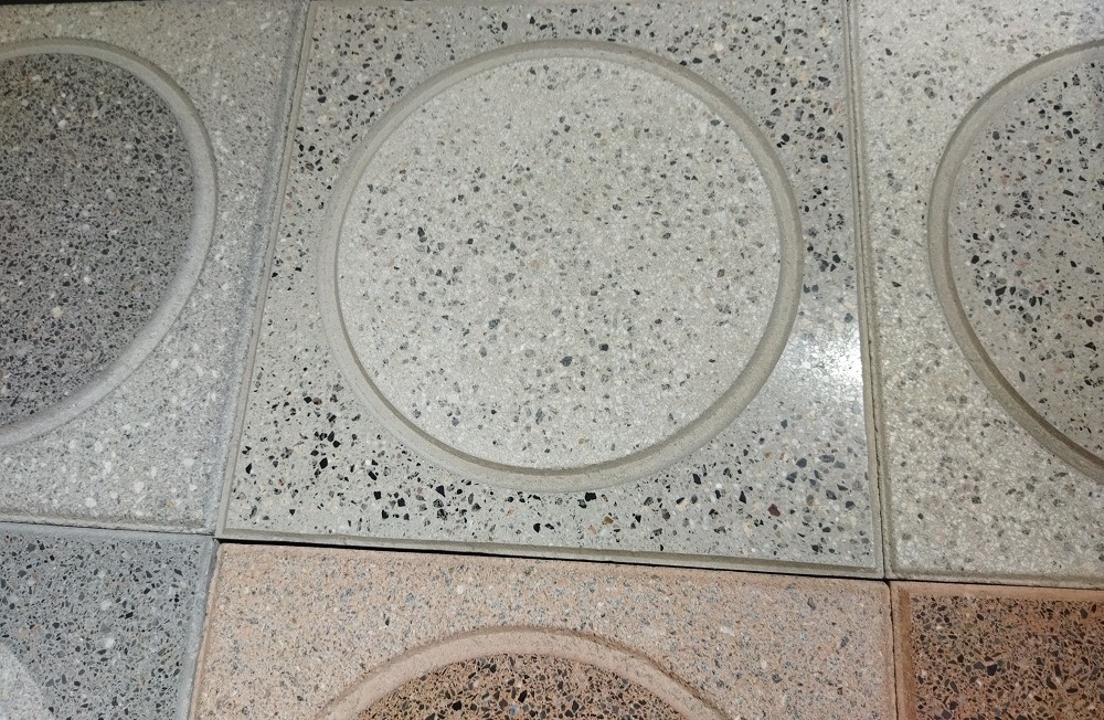 Grey or beige terrazzo round inserts