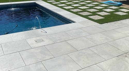 Ble Gray Limestone pavers that look like Bluestone