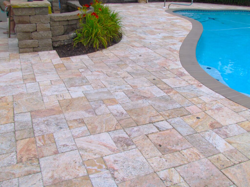Peach Yellow Travertine - a mix of peach, yellow, and cream colors.