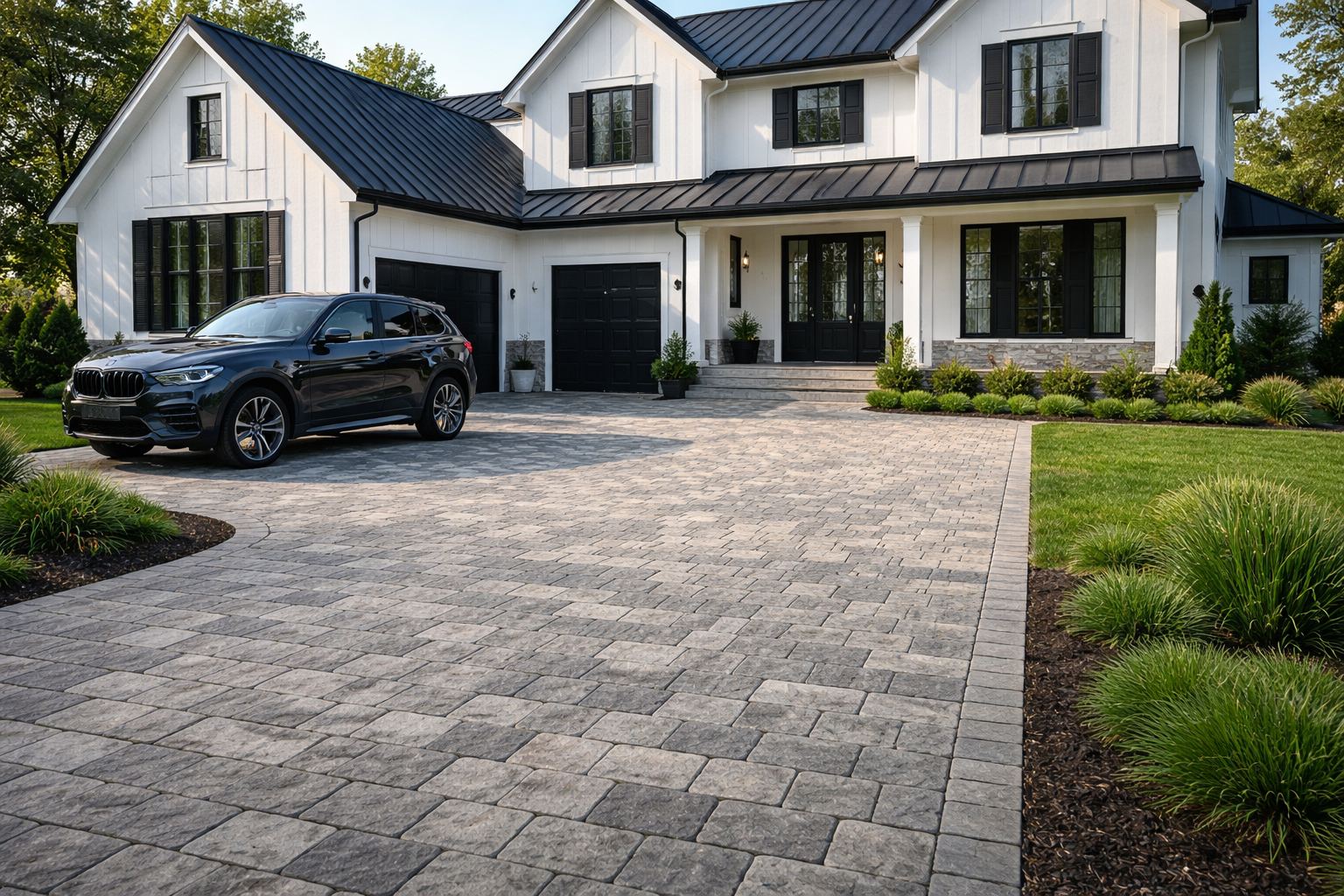 Silverback Limestone (gray and silver) Driveway Modern Farmhouse