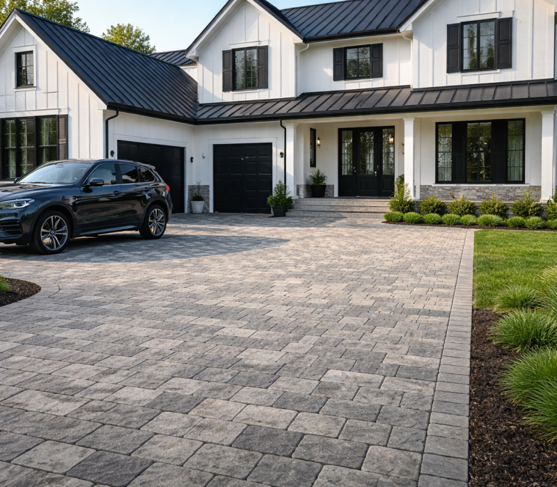 Silverback Limestone (gray and silver) Driveway Modern Farmhouse